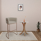 Kit 03 Banquetas Alta Com Encosto Betina Base Cobre Poliéster