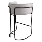 Kit 03 Banquetas Alta Com Encosto Betina Base Preto Linho Gel