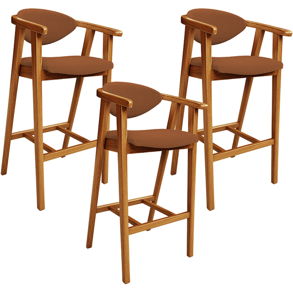 Kit 03 Banquetas Alta Cozinha Bancada Bar Sala De Jantar Fixa