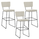 Kit 03 Banquetas Alta Cozinha Sala De Jantar Base Aço Fixa Al