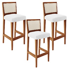 Kit 03 Banquetas Alta Cozinha Sala De Jantar Encosto Tela Bra