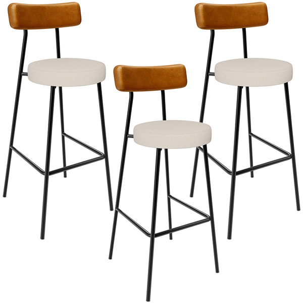 Kit 03 Banquetas Alta Cozinha Sala Jantar Aço Milão L02 Courí