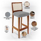 Kit 03 Banquetas Alta Cozinha Sala Jantar Encosto Em Tela Bra