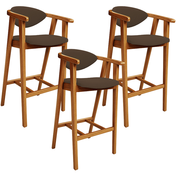 Kit 03 Banquetas Alta Para Cozinha Bancada Bar Sala De Jantar