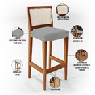 Kit 03 Banquetas Alta Para Cozinha Encosto Em Tela Branco Zio