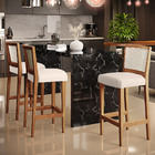 Kit 03 Banquetas Alta Para Cozinha Encosto Em Tela Branco Zio