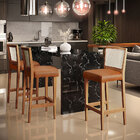 Kit 03 Banquetas Alta Para Cozinha Encosto Em Tela Branco Zio