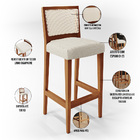 Kit 03 Banquetas Alta Para Cozinha Encosto Em Tela Branco Zio