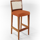 Kit 03 Banquetas Alta Para Cozinha Encosto Em Tela Branco Zio