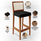 Kit 03 Banquetas Alta Para Cozinha Encosto Tela Branco Zion L