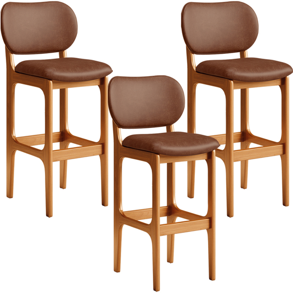 Kit 03 Banquetas Alta Para Cozinha Madeira Fixa Betta L02 Imb