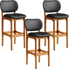 Kit 03 Banquetas Alta Para Cozinha Madeira Fixa Betta L02 Imb