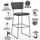 Kit 03 Banquetas Alta Para Cozinha Sala Base Em Aço Fixa Alla