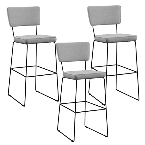 Kit 03 Banquetas Alta Para Cozinha Sala De Jantar Base Aço Fi