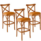 Kit 03 Banquetas Altas Cozinha Bancada Bar Sala Jantar Estofa