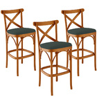Kit 03 Banquetas Altas Cozinha Bancada Bar Sala Jantar Estofa