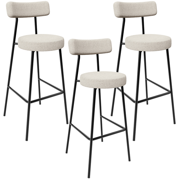 Kit 03 Banquetas Altas Cozinha Bar Sala De Jantar Em Aço Milã