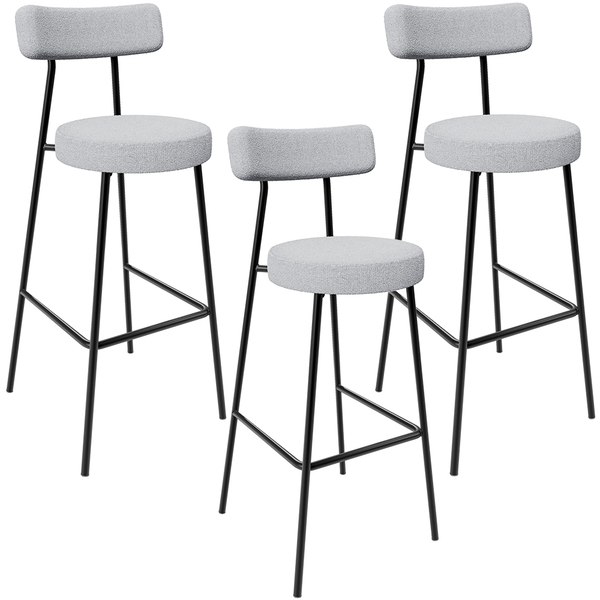 Kit 03 Banquetas Altas Cozinha Bar Sala De Jantar Em Aço Milã