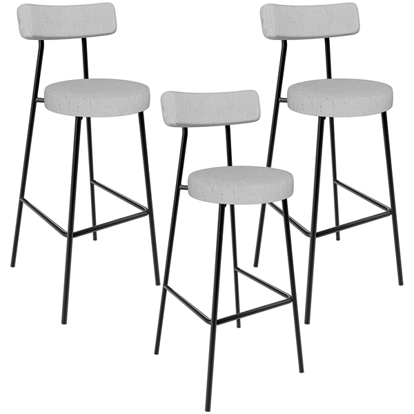 Kit 03 Banquetas Altas Cozinha Bar Sala De Jantar Em Aço Milã