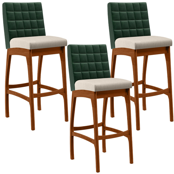 Kit 03 Banquetas Altas Cozinha Sala De Jantar Fixa Mila L02 F