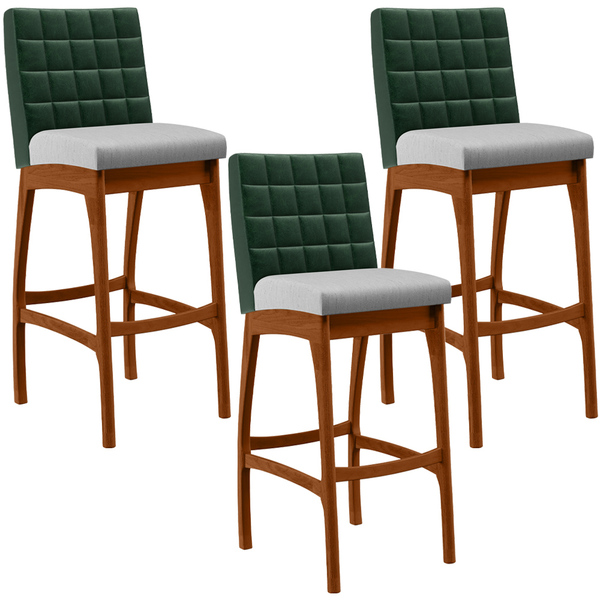 Kit 03 Banquetas Altas Cozinha Sala Jantar Fixa Mila L02 Fact