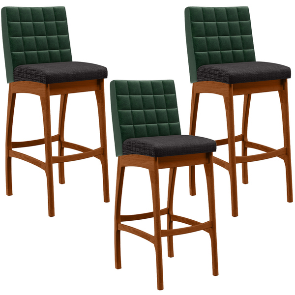 Kit 03 Banquetas Altas Cozinha Sala Jantar Fixa Mila L02 Fact