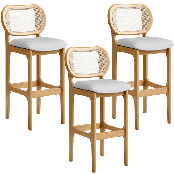 Kit 03 Banquetas Altas Para Cozinha Bancada Sala Tela Betta F