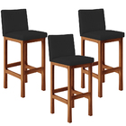 Kit 03 Banquetas Altas Para Cozinha Sala De Jantar Fixa Alya
