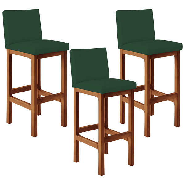 Kit 03 Banquetas Altas Para Cozinha Sala De Jantar Fixa Alya