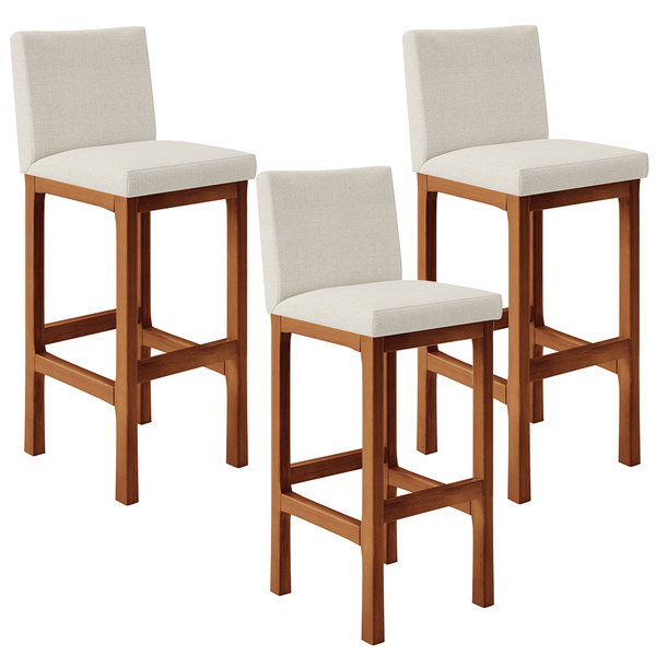 Kit 03 Banquetas Altas Para Cozinha Sala De Jantar Fixa Alya