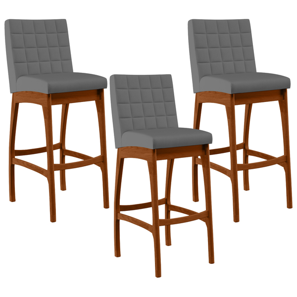 Kit 03 Banquetas Altas Para Cozinha Sala De Jantar Fixa Mila