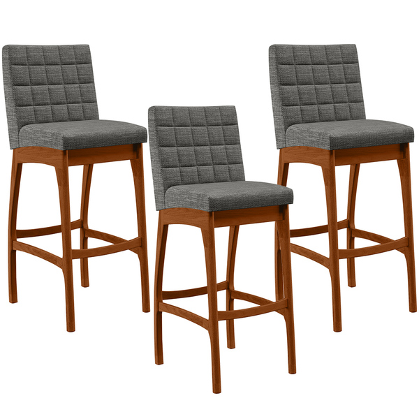 Kit 03 Banquetas Altas Para Cozinha Sala De Jantar Fixa Mila