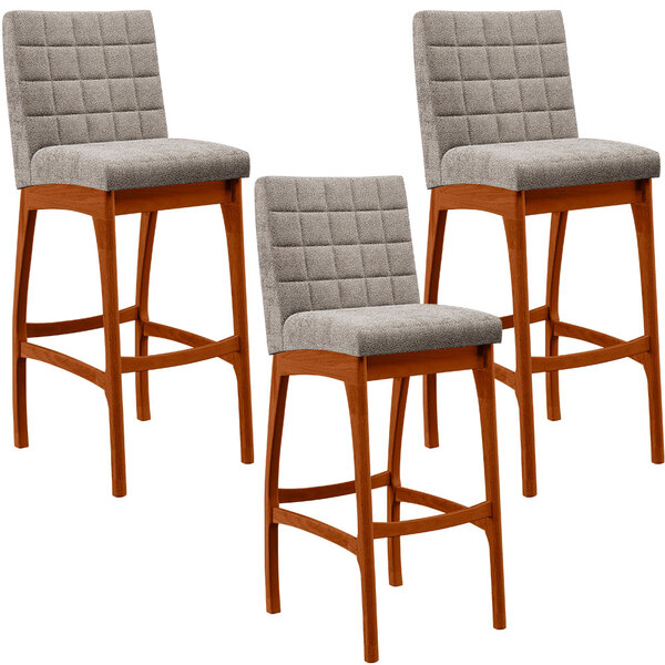 Kit 03 Banquetas Altas Para Cozinha Sala De Jantar Fixa Mila