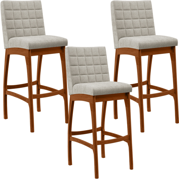 Kit 03 Banquetas Altas Para Cozinha Sala De Jantar Fixa Mila