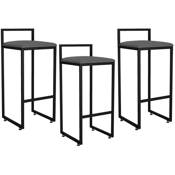 Kit 03 Banquetas Altas Para Cozinha Sala De Jantar Hanna L02