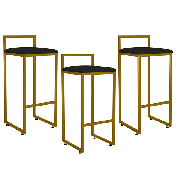Kit 03 Banquetas Altas Para Cozinha Sala De Jantar Hanna L02