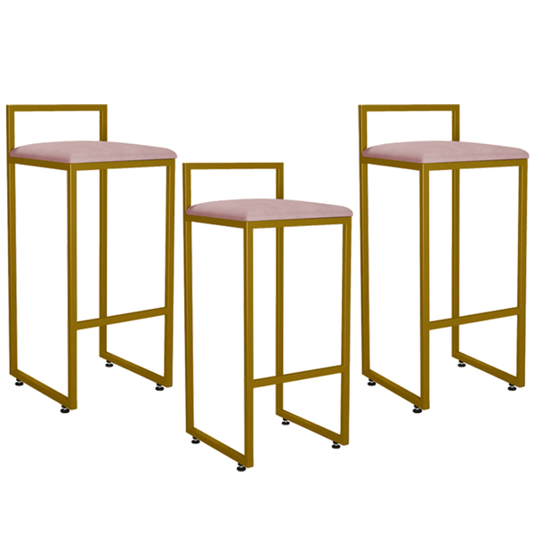 Kit 03 Banquetas Altas Para Cozinha Sala De Jantar Hanna L02