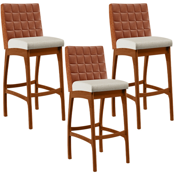 Kit 03 Banquetas Altas Sala De Jantar Fixa Mila L02 Couríssim