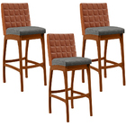 Kit 03 Banquetas Altas Sala De Jantar Fixa Mila L02 Couríssim