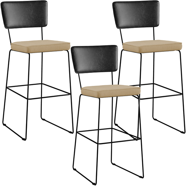 Kit 03 Banquetas Altas Sala Jantar Fixa Allana L02 Couríssimo