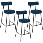 Kit 03 Banquetas Baixa Bar Cozinha Sala De Jantar Em Aço Milã