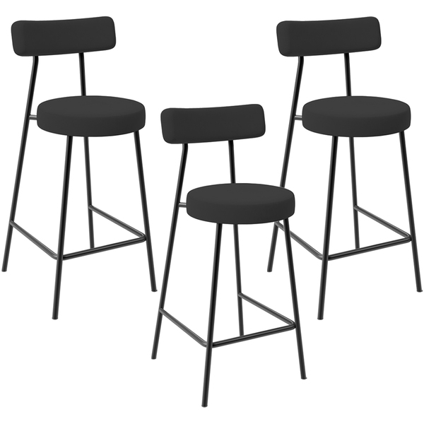 Kit 03 Banquetas Baixa Bar Cozinha Sala De Jantar Estrutura E