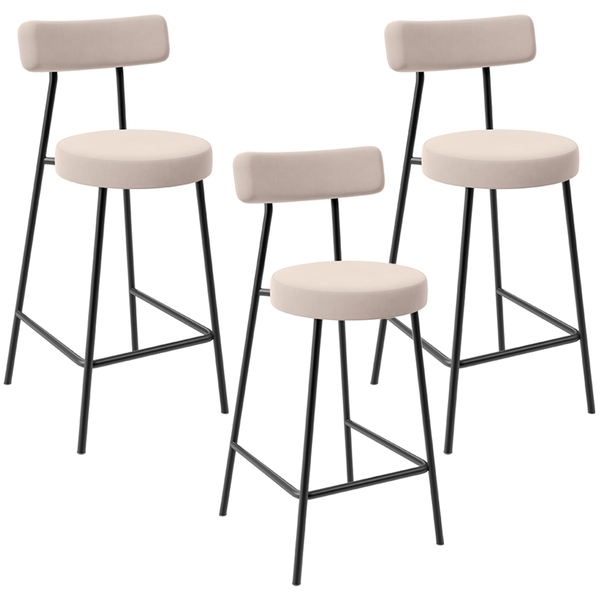 Kit 03 Banquetas Baixa Bar Cozinha Sala De Jantar Estrutura E