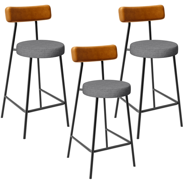 Kit 03 Banquetas Baixa Cozinha Jantar Milão L02 Couríssimo Wh