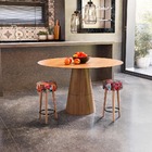 Kit 03 Banquetas Baixa Cozinha Paris Estofada D-33 Pés De Mad