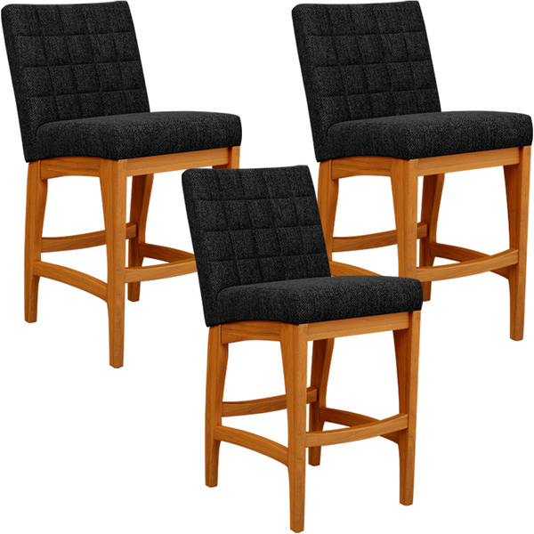 Kit 03 Banquetas Baixa Para Cozinha Bancada Bar Sala Jantar F