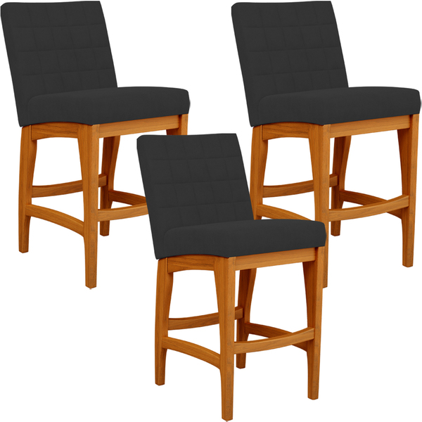 Kit 03 Banquetas Baixa Para Cozinha Bancada Bar Sala Jantar F