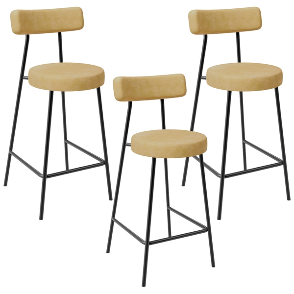 Kit 03 Banquetas Baixa Para Cozinha Sala De Jantar Bar Bancad