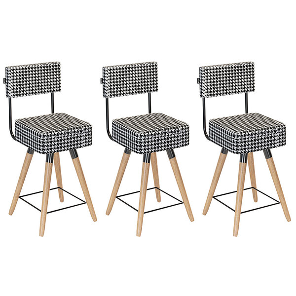 Kit 03 Banquetas Cadeiras Decorativas Barcelona 73cm Com Enco