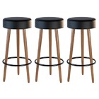 Kit 03 Banquetas Cozinha Londres Estofada D-33 Com Pés De Mad